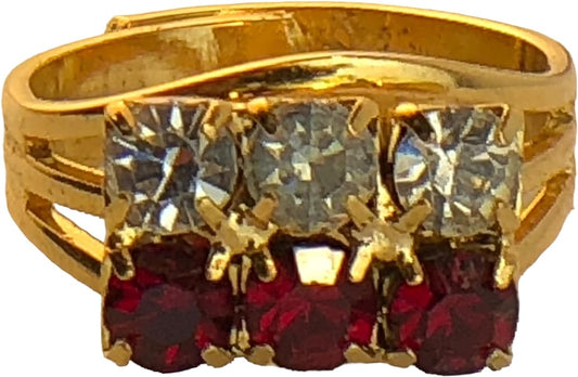 18558 - Gold Ring w/6 Red/White Stones - [Clear-106]