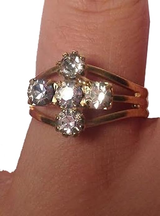18565 - Gold Ring w/White Stones Cross - [PB-1]