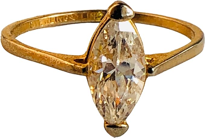 18578 - Gold Ring Sterling w/Marquise Size 13 - [Clear-163]