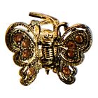 18635 - Pink Crystal Silver Butterfly 1/2" Hairclip - |Clear-106|