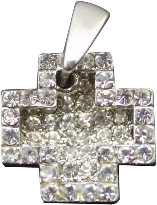 18654 - Crystal Double Cross 3/4" Charm - [Clear-165]