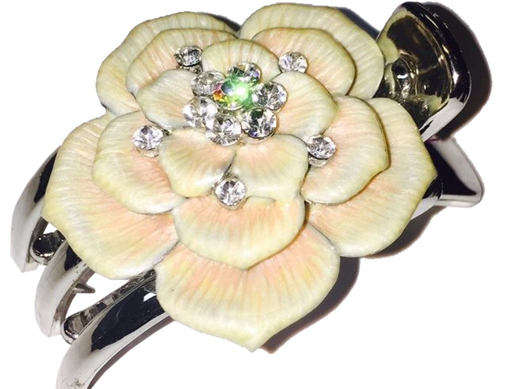18660 - White Flower Jewel Hairclip - [Clear-140]