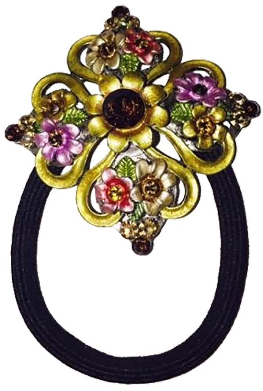 18663 - Gold Jewel Flower Pony Tail - [Clear-208]