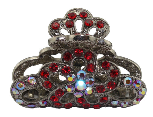 18725 - Red Rhinestone Hair Clip - [Clear-72]
