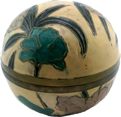 1880 - Cloisonne Brass Ball 3.5" - |12-18|