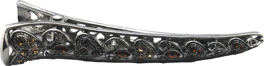 18899 - Heart Hair Clip w/Gold Stones - [Clear-193]