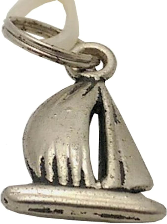 18956 - Silver Sail Boat Charm - [Clear-97]