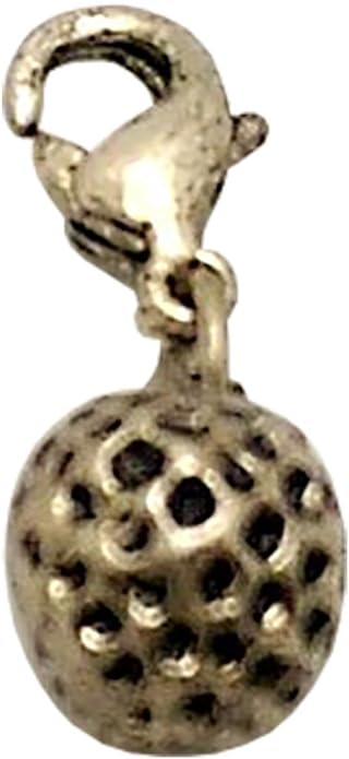 19044 - Silver Golf Ball Clip On Charm - [Clear-97]