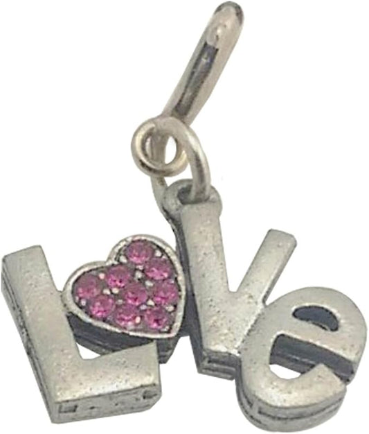 19060 - Purple Silver Love  Clip On Charm - [Clear-129]