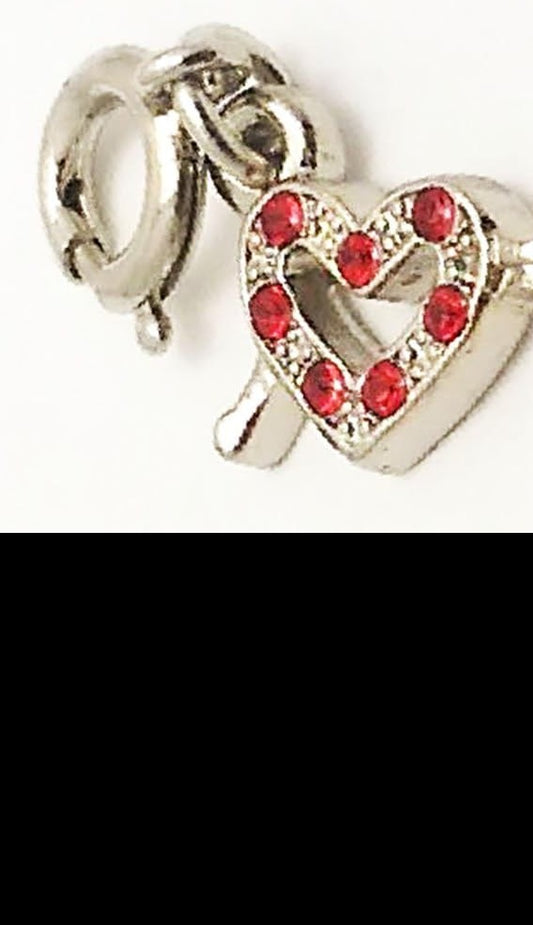 19077 - Heart Shaped Glasses Red Clip On Charm - [Clear-97]