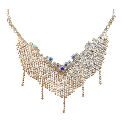 19135 - 18" Silver &Clear Crystals Necklace & Earring Set - [Clear-56]