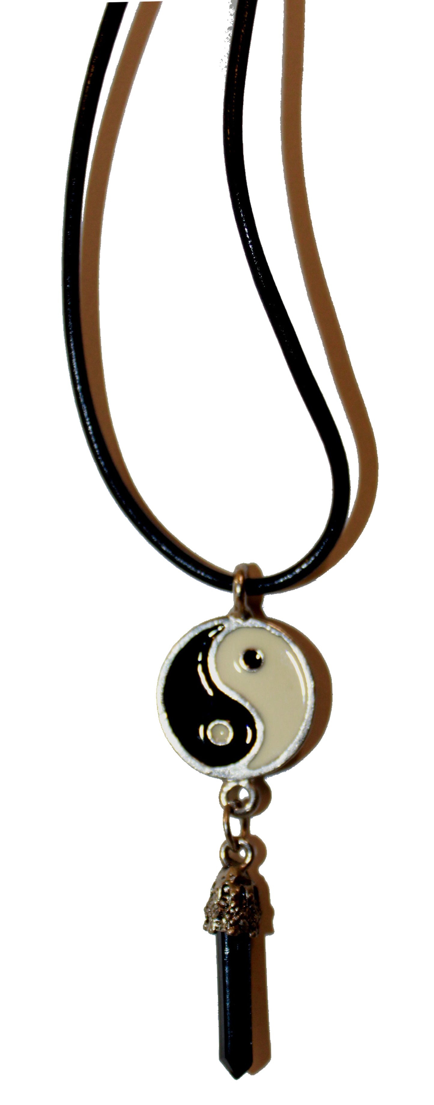 1914 - Necklace Yin Yang with Black Crystal - |Clear-227|