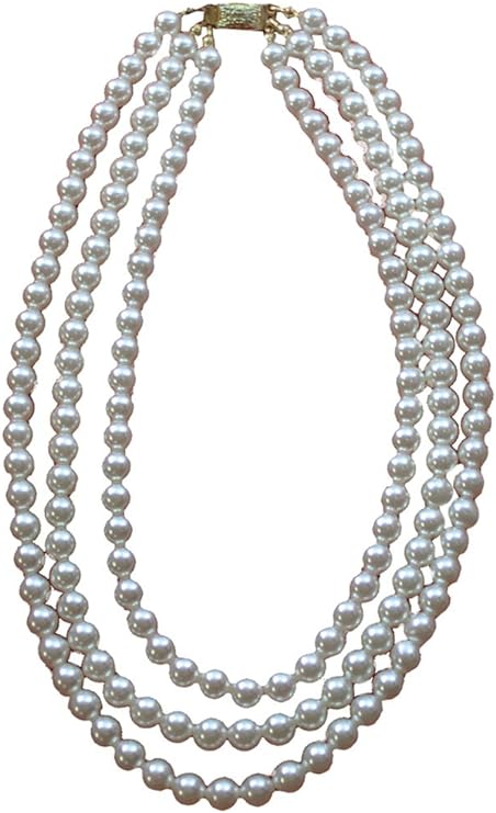 19172 - Faux Pearl 15" Triple Strand Necklace - [Clear-63]
