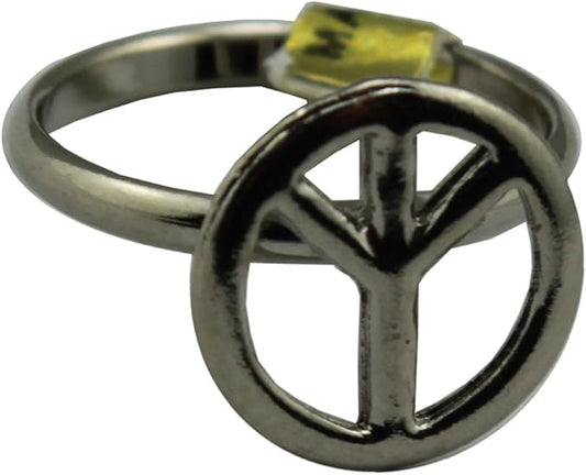 1918 - Ring Silver Peace Sign - |Clear-66|