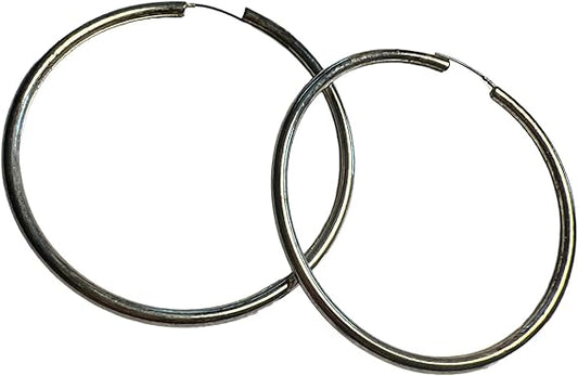 19218 - 2" Silver Hoop Earrings - [Clear-30]