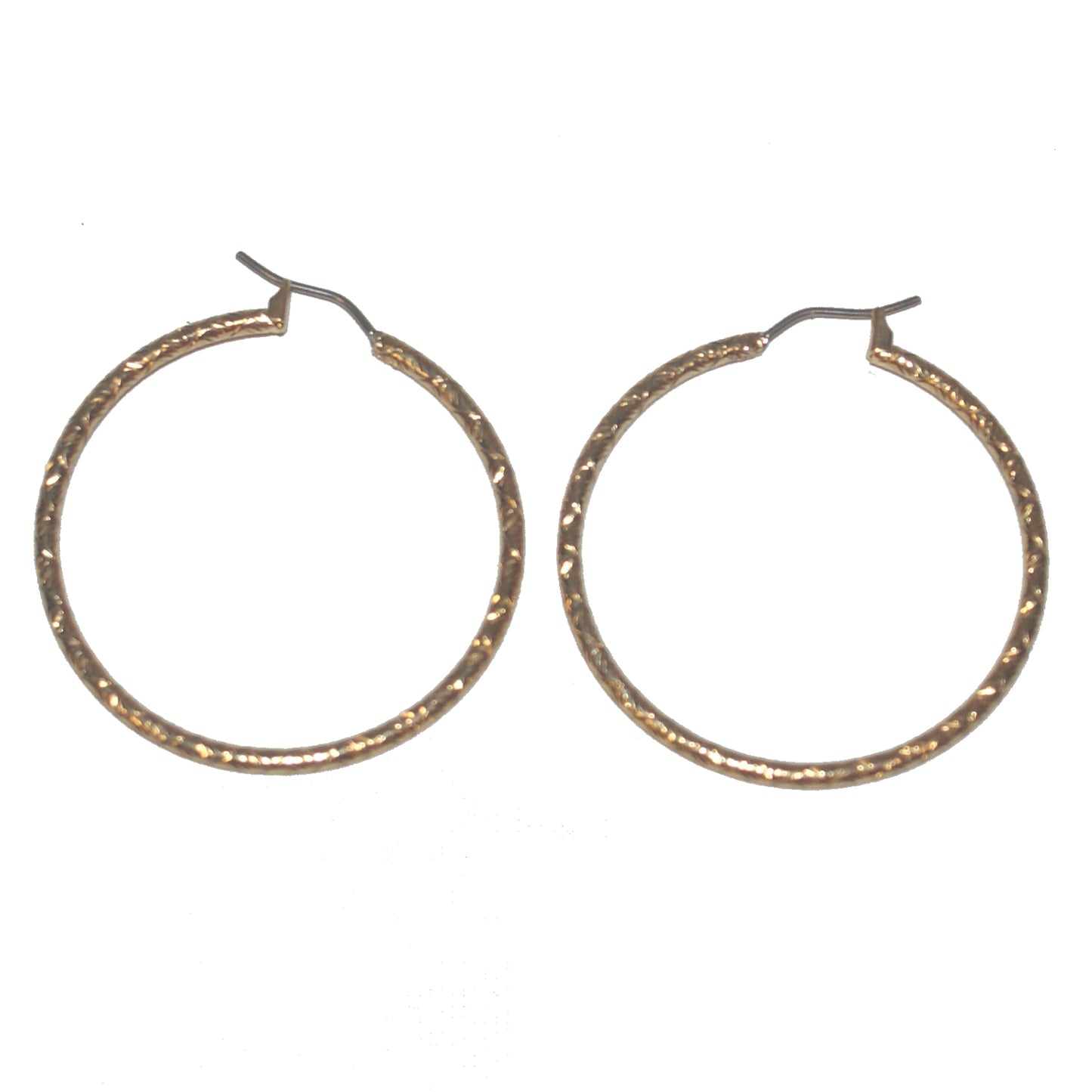 19245 - 1.5" Gold Hoop Etched Earrings - [Clear-30]