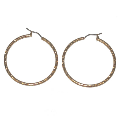 19245 - 1.5" Gold Hoop Etched Earrings - [Clear-30]