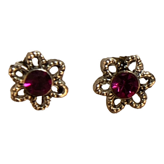 19252 - 18" Green & Pink Crystal Necklace & Earrings - [Clear-56]