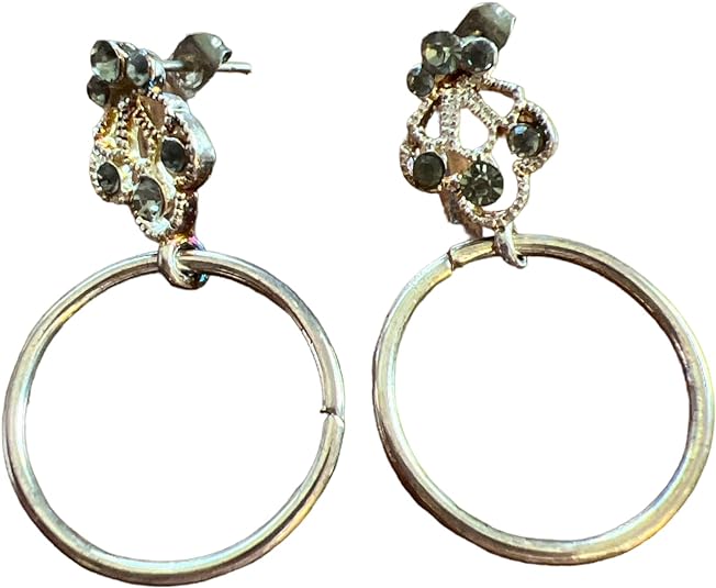 19269 - 1.5" Silver Ring Earrings with Clear Crystals - [Clear-103]