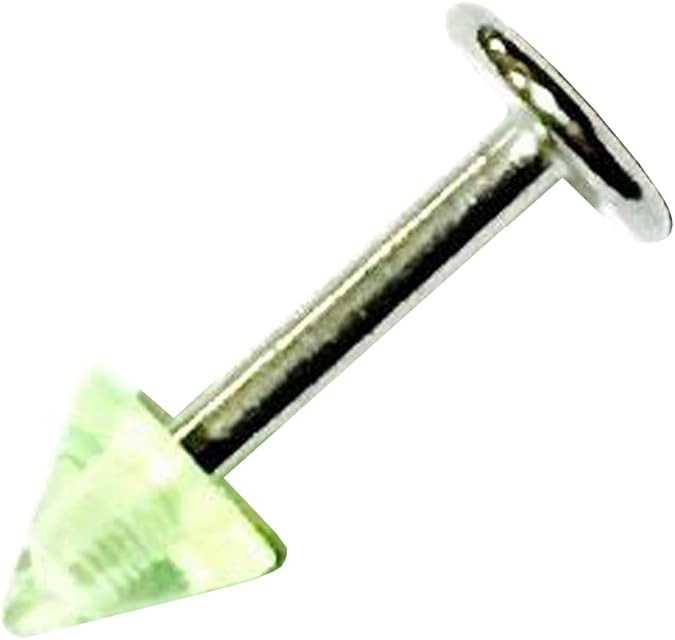 19419 - Eyebrow Straight Bar Cone Green - [Clear-57]