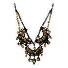 19451 - 16" Black Chain Amber Crystal Choker - |Clear-107|