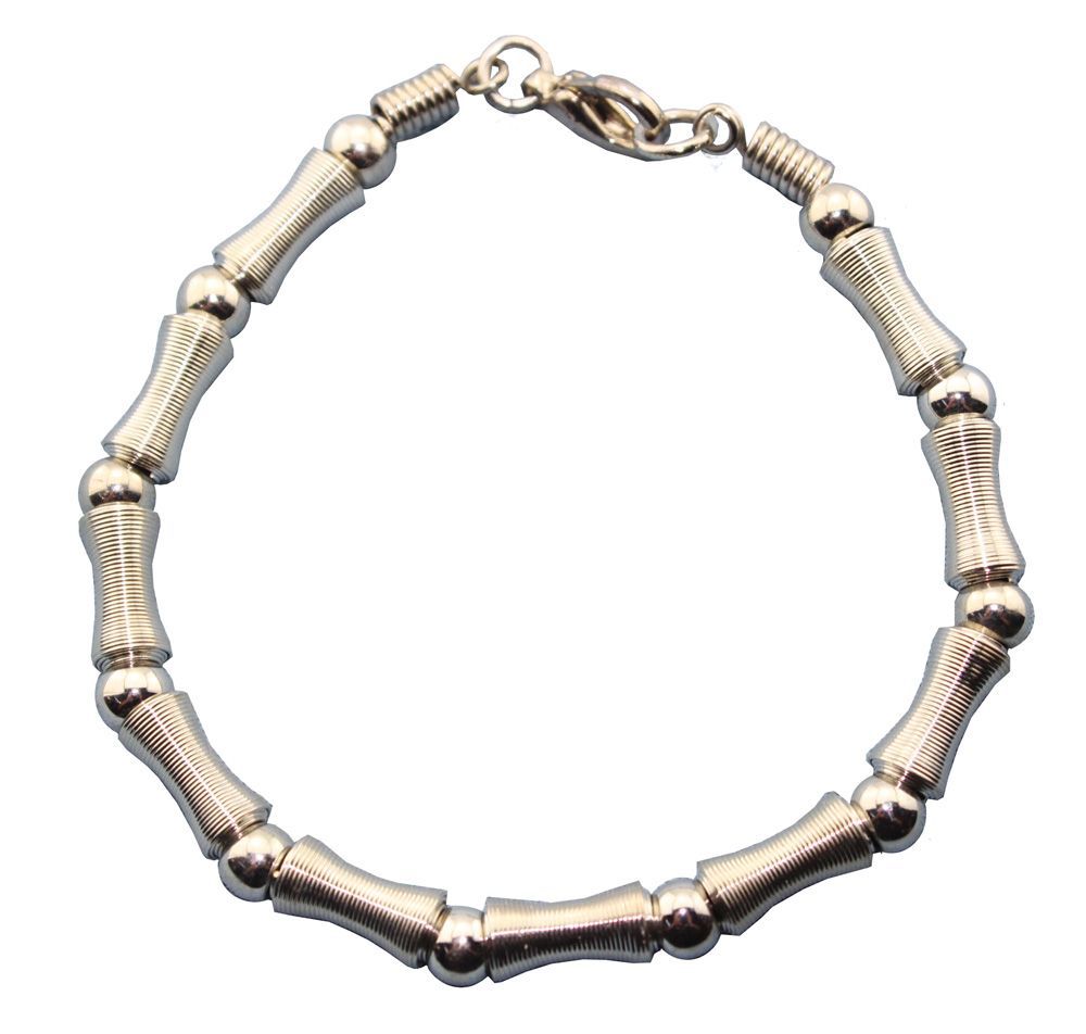 19545- Silver Industrial Bracelet - |Clear-110|