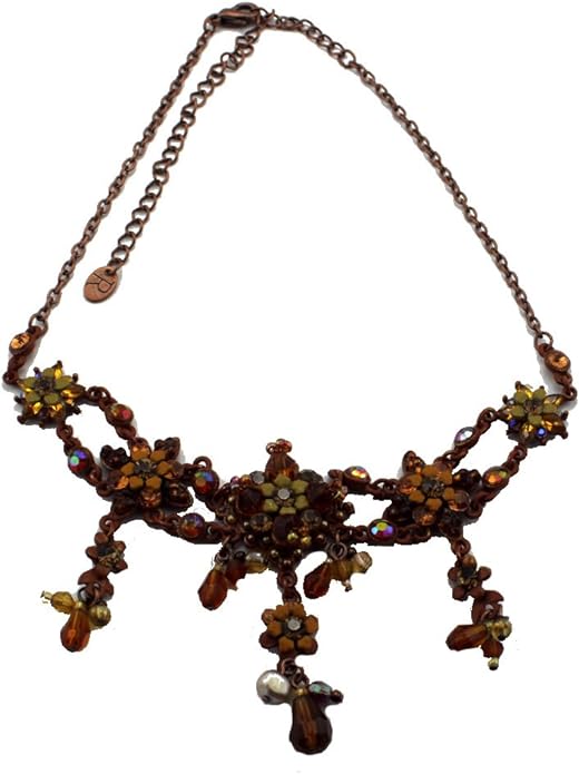 19572 - Copper Floral Choker - [Clear-206]