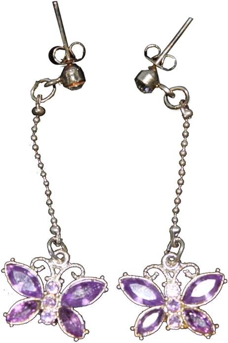 19593 - Purple Butterfly Earrings - [Clear-114]