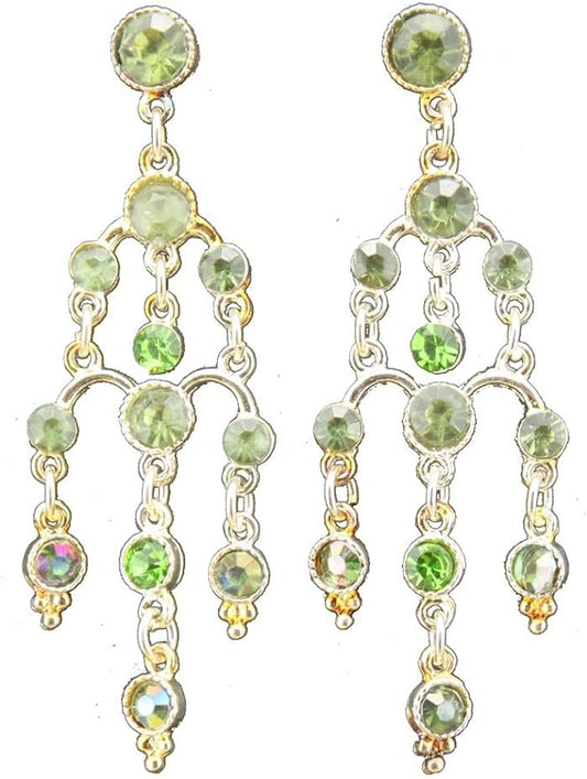 19600 - Green Crystals Dangling Earring - [Clear-114]