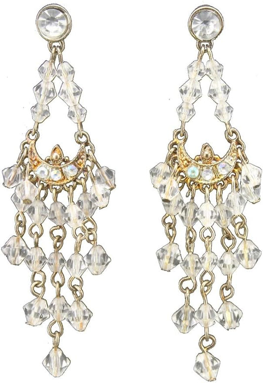 19602 - Clear Stones Dangle Earrings - [Clear-118]