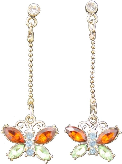 19606 - Two Color Butterfly Earrings - [Clear-118]