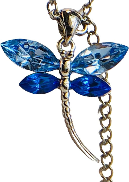 19616 - Blue Dragonfly Pendant on 16" Chain - [Clear-164]