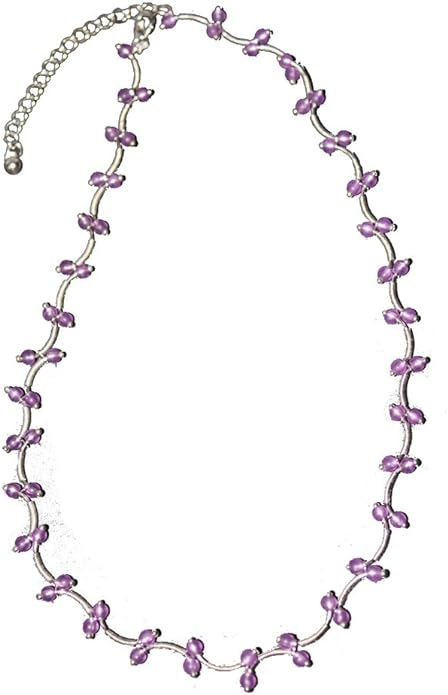 19636 - Tiny Purple Beads Necklace - [Clear-94]