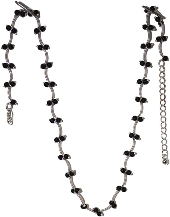 19639 - Tiny Black Beads Necklace - [Clear-94]