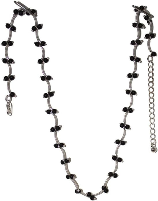 19639 - Tiny Black Beads Necklace - [Clear-94]