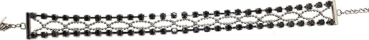 19651 - Black Crystals Anklet - [Clear-110]