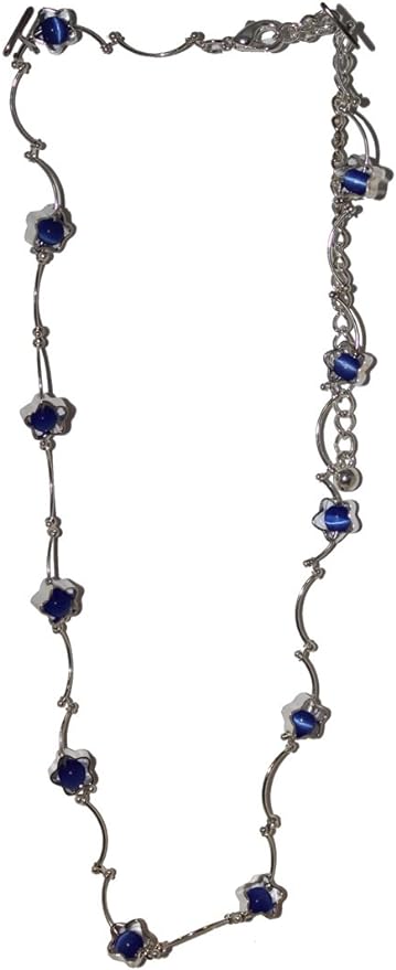 19663 - Small Silver/Blue Stones Choker - [Clear-138]