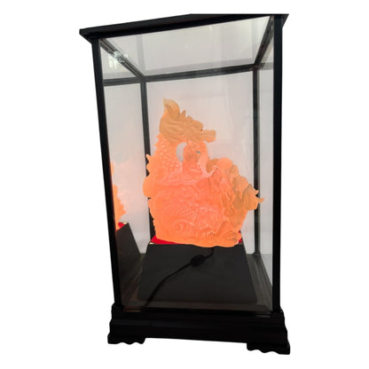 1969 - 15" Frosted Lighted Dragon in Display Case - |9-5|