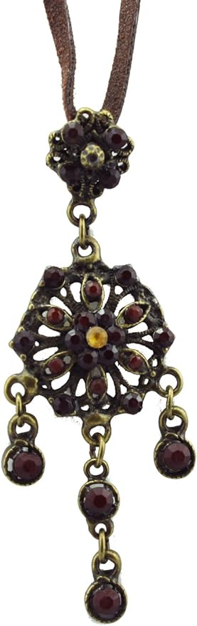 19736 - Brown Leather Band Necklace - [Clear-135]