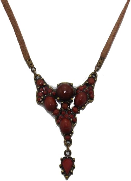 19745 - Rustic Color Bead Necklace with 18" Leather band - [Clear-135]