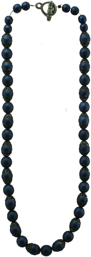 19810 - 15" Blue Beaded Necklace - [Clear-132]
