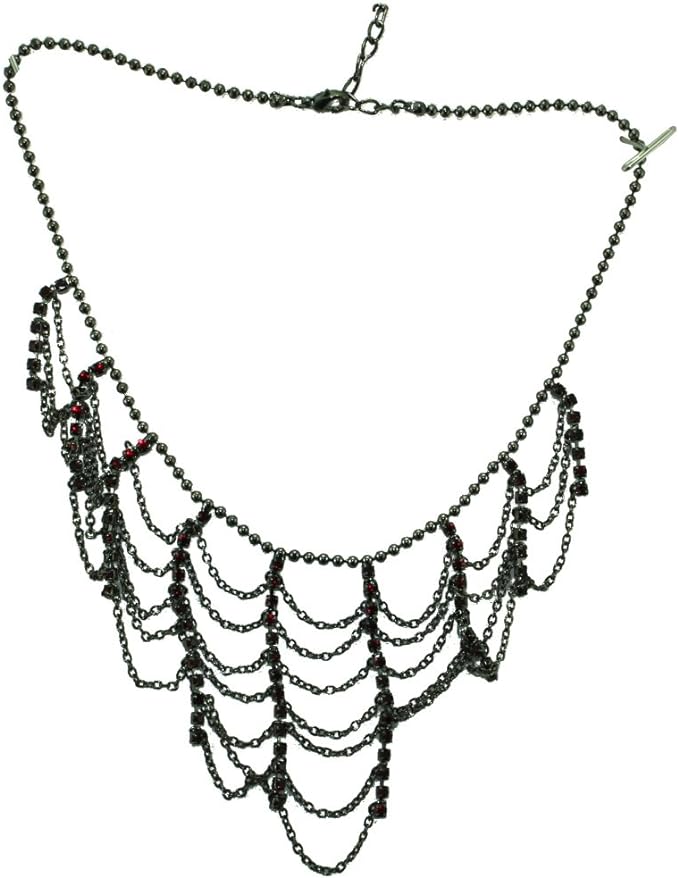 19957 - Red Crystals/Chain 17" Choker - [Clear-107]