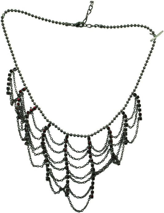 19957 - Red Crystals/Chain 17" Choker - [Clear-107]