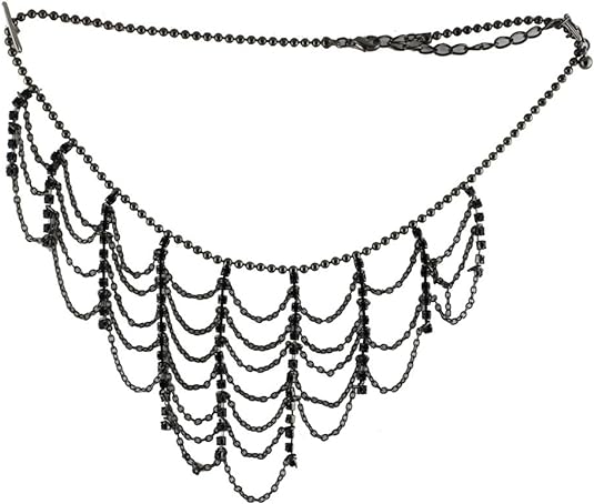 19966 - Blue Crystal Chain 17" Choker - [Clear-107]