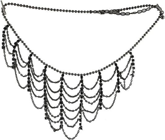 19966 - Blue Crystal Chain 17" Choker - [Clear-107]