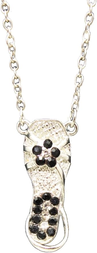 19991 - Silver Sandal Necklace - [Clear-94]