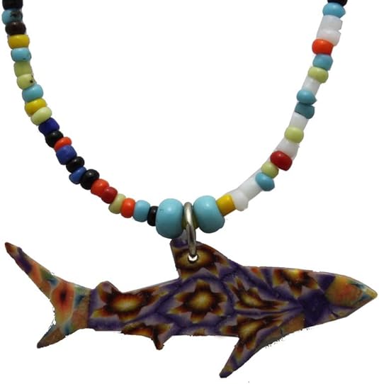 19998 - Shark Beaded 16"  Necklace - [Clear-131]
