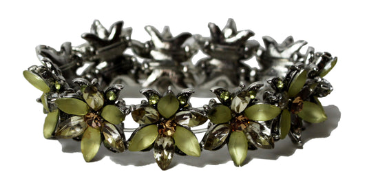 2002 - Yellow Flower Stretch Bracelet - |Clear-168| MISSING RHINESTONES