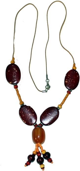 20218 - Red/Yellow Stones Necklace - [Clear-103]