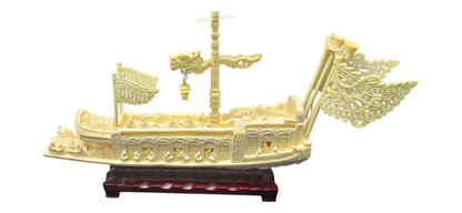 1821 - Chinese Faux Ivory Imperial Ship 13 x 9 inch  |H-16|